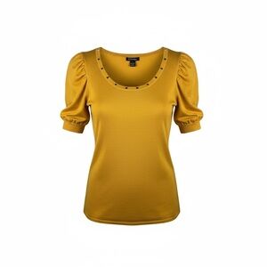 Elegant Mustard Puff Sleeve Blouse